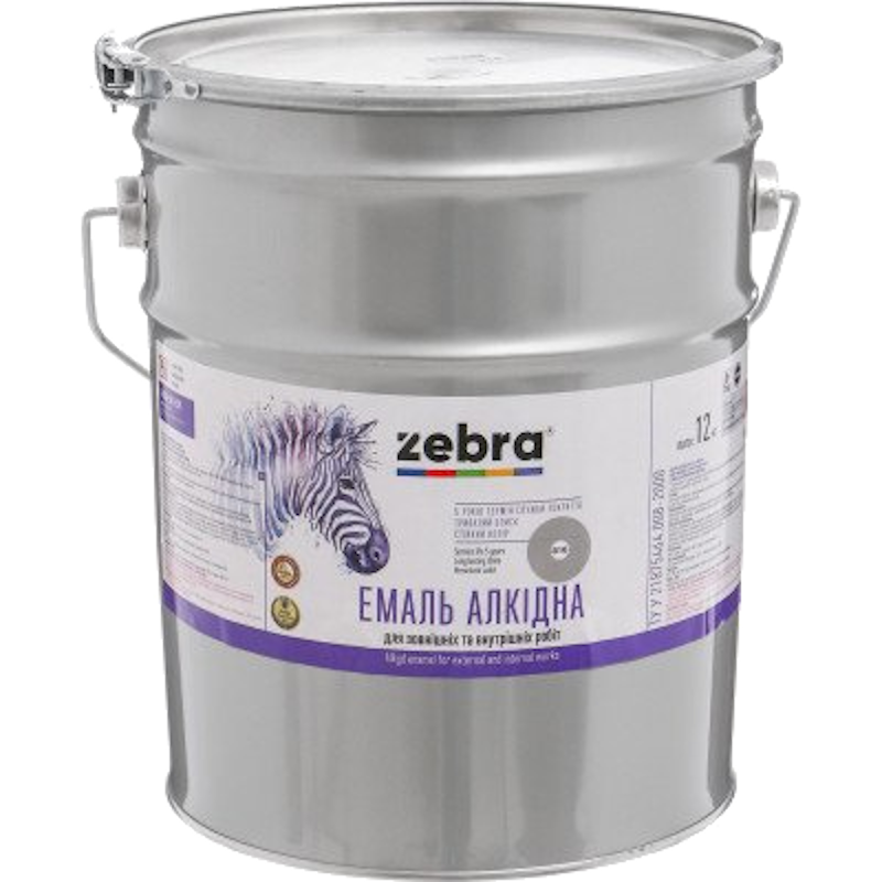 Емаль алкідна ZEBRA ПФ-116, глянець світло-сірий, 12кг